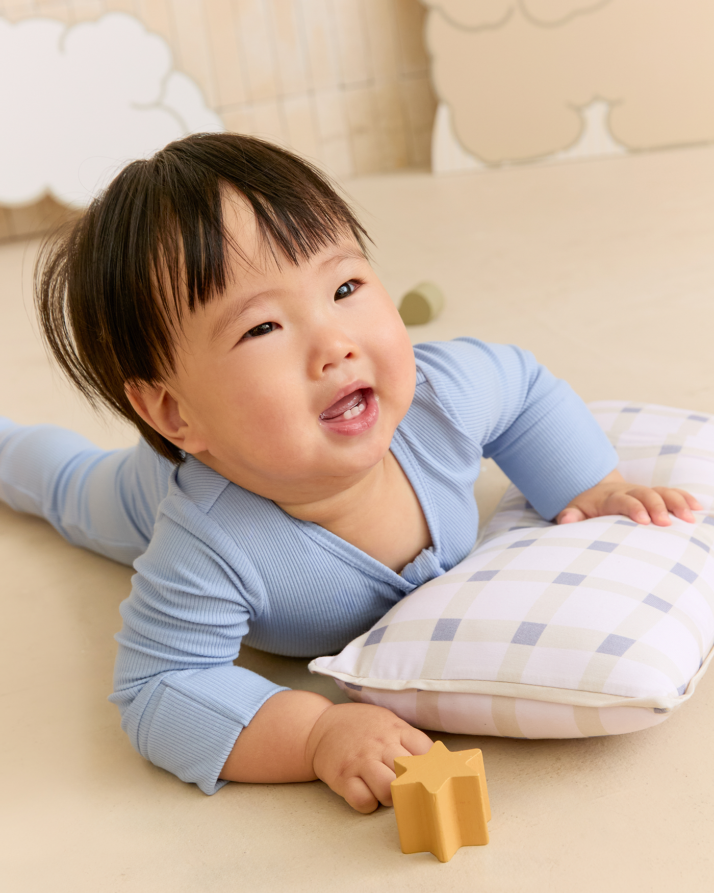 Cuddle Pillow in Forest Gingham