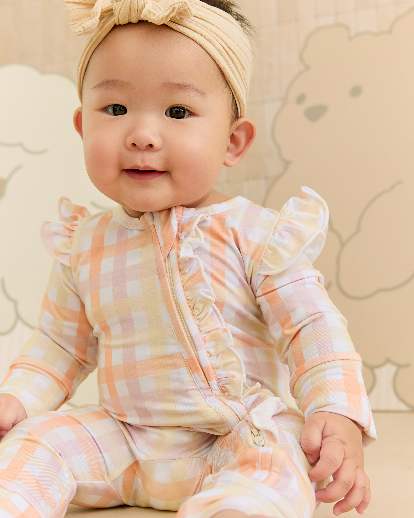 Cuddle Ruffle Sleep Suit in Buttercup Plaid