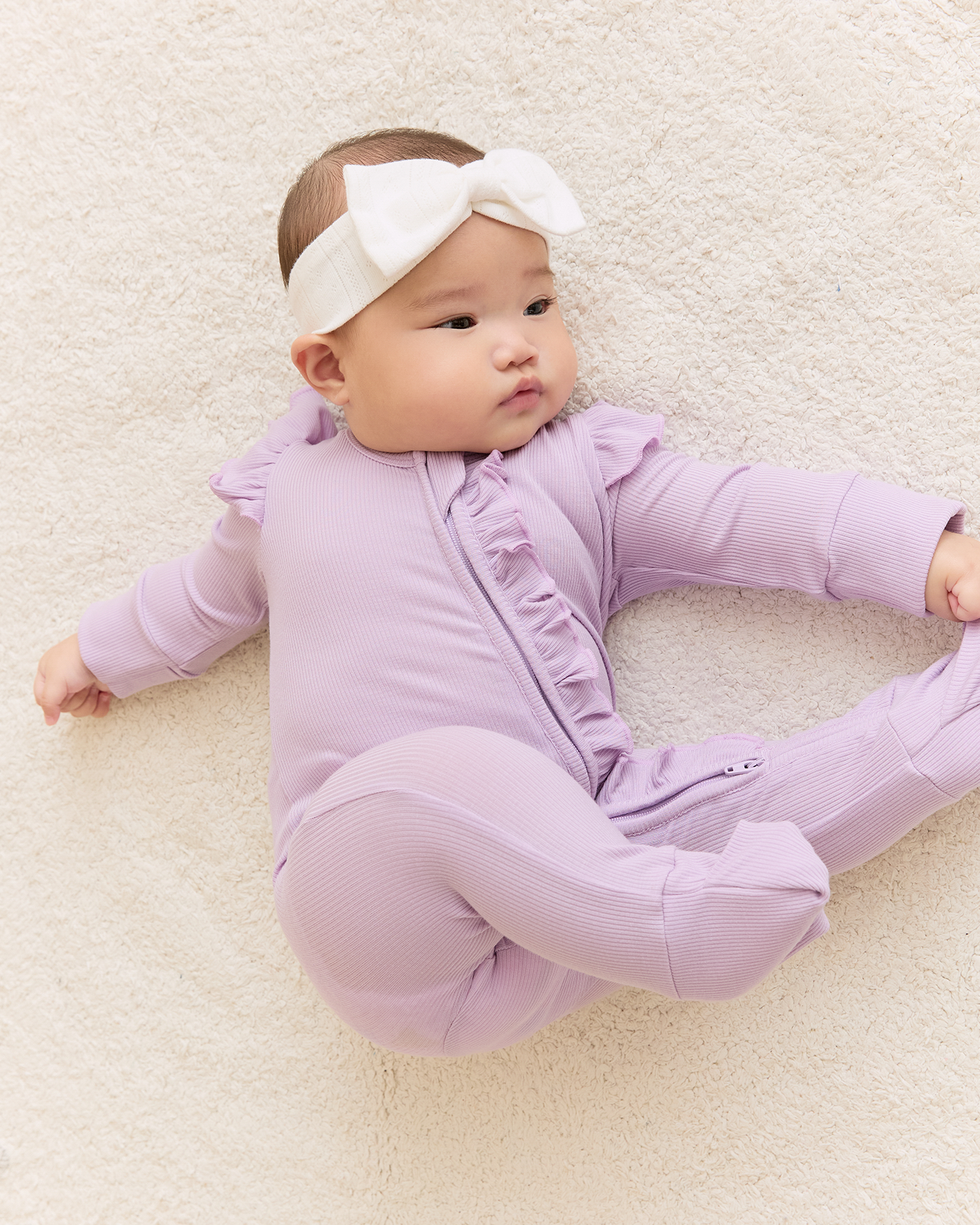 Cuddle Ruffle Sleep Suit in Lavender Milk